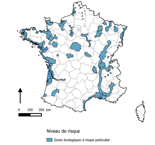 Figure 1 : carte des zones écologiques à risque particulier en France ...